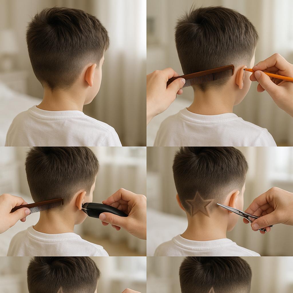 Corte con diseño de estrella en la nuca