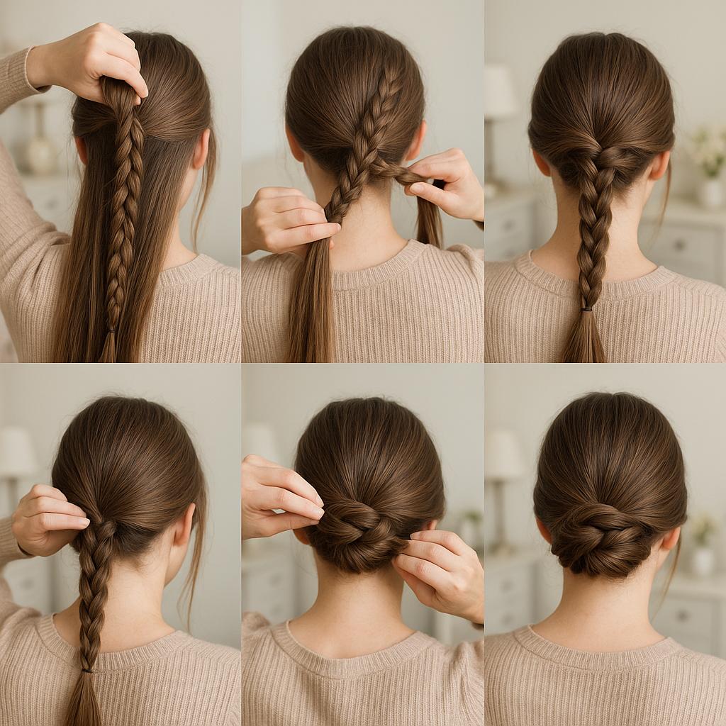 Moño bajo con trenza decorativa
