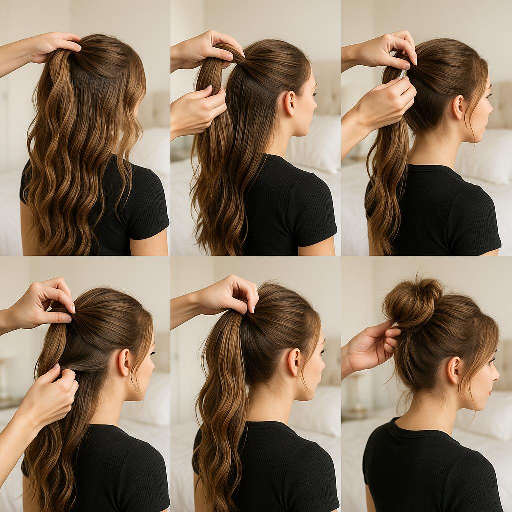 Cola alta con moño despeinado