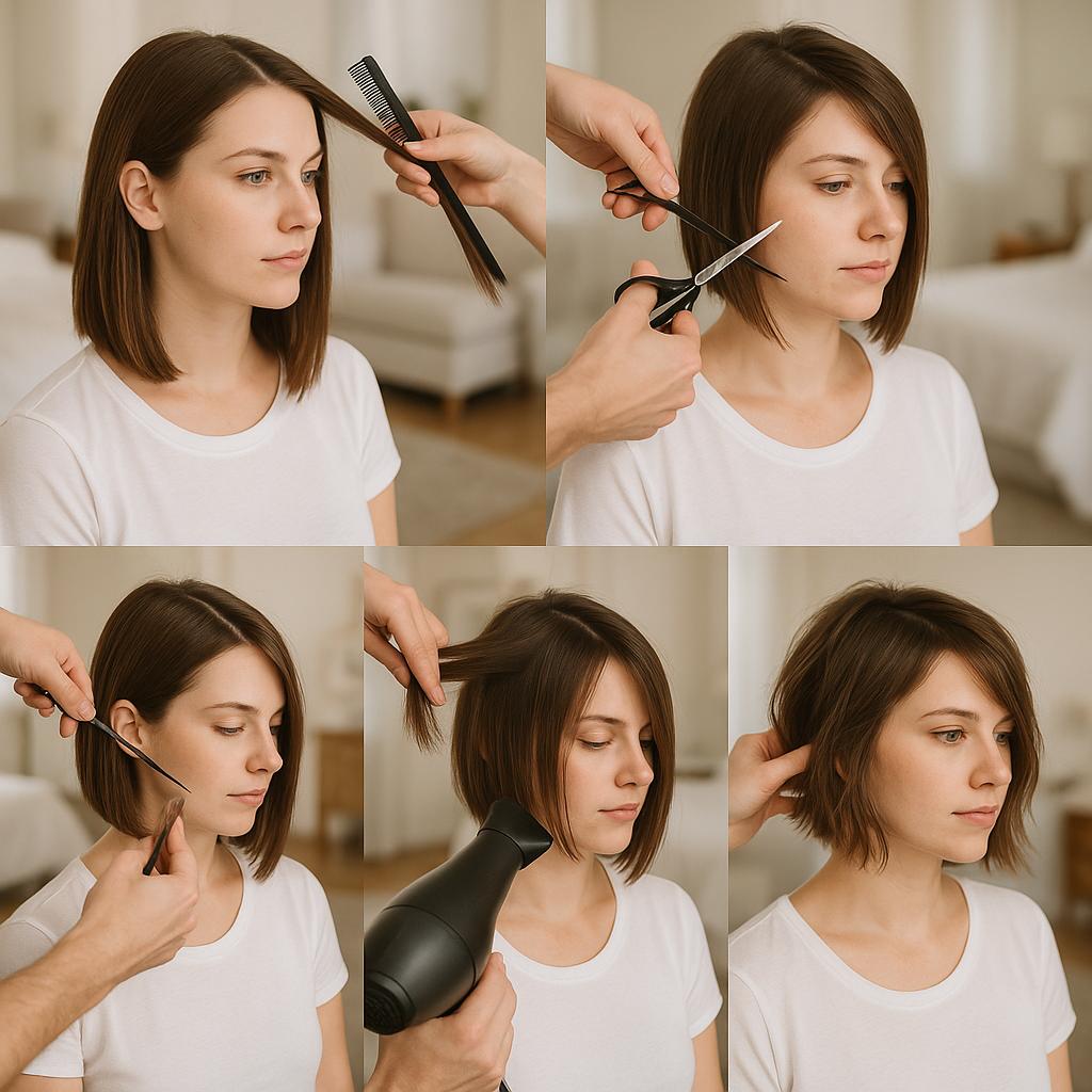 Corte bob asimétrico con textura