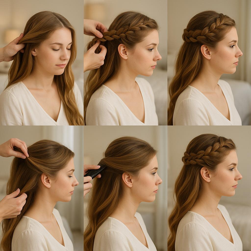 Peinado con trenza corona y volumen