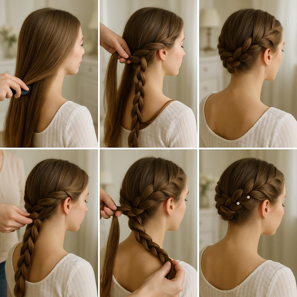 Corona de trenzas con accesorios