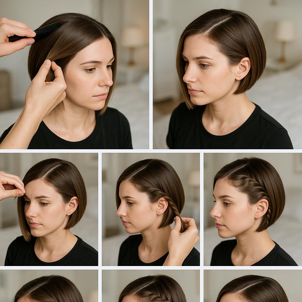Bob con trenza lateral y acabados pulidos