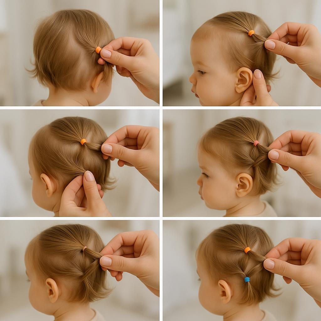 Trenzas cruzadas con liguitas de colores