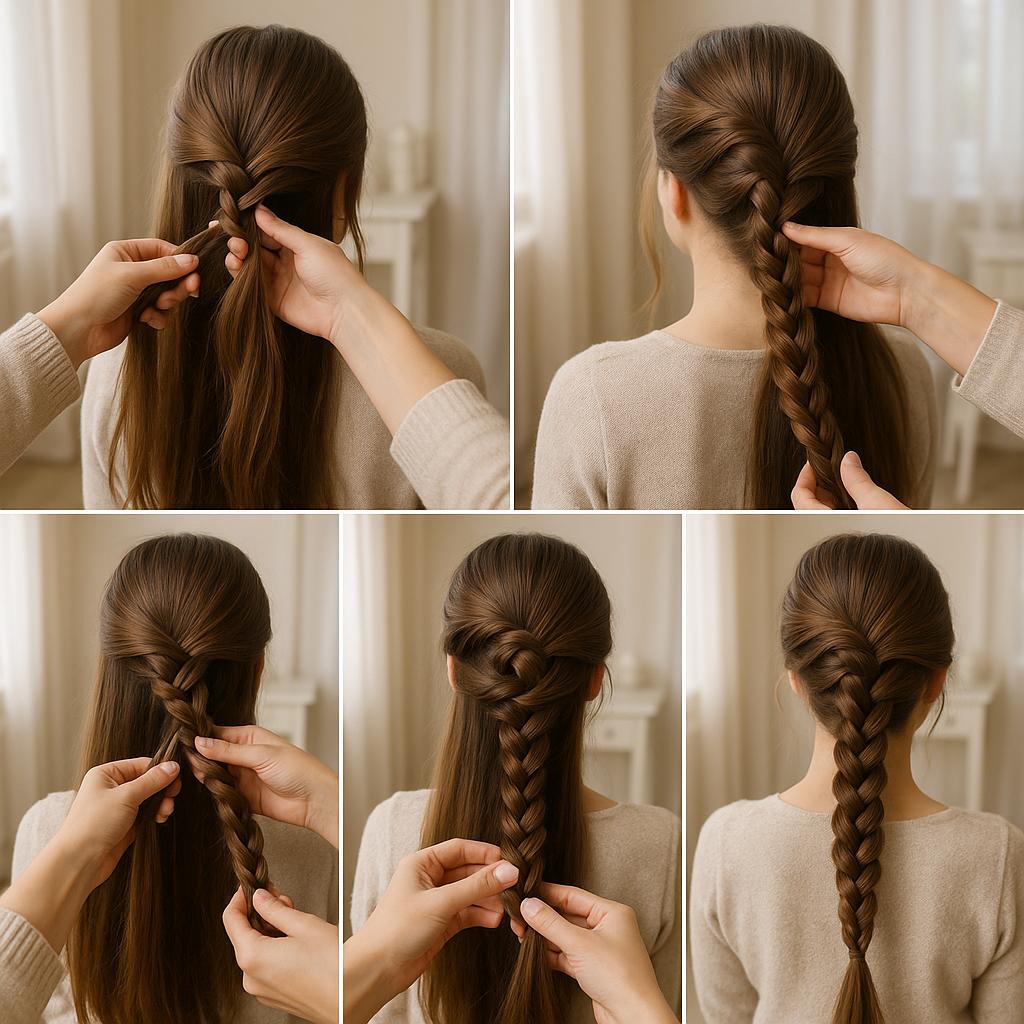 Trenza espiral adornada con pétalos