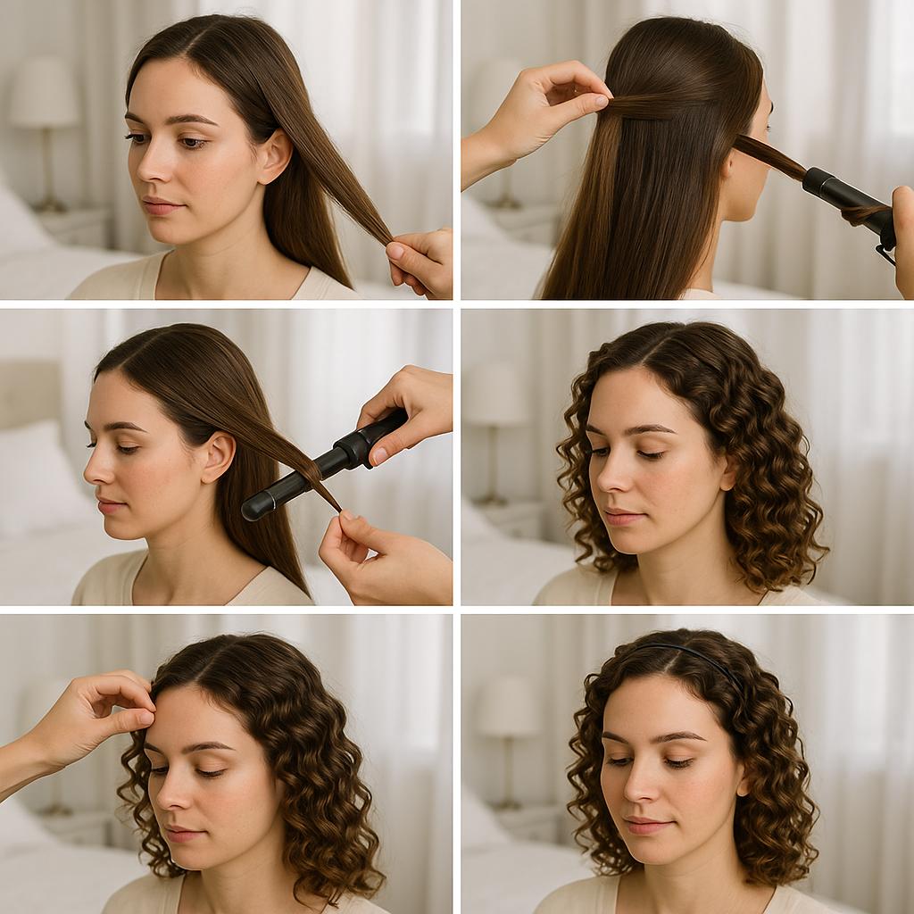 Pequeños rizos definidos con diadema fina