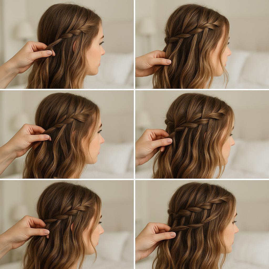 Trenza cascada con textura boho
