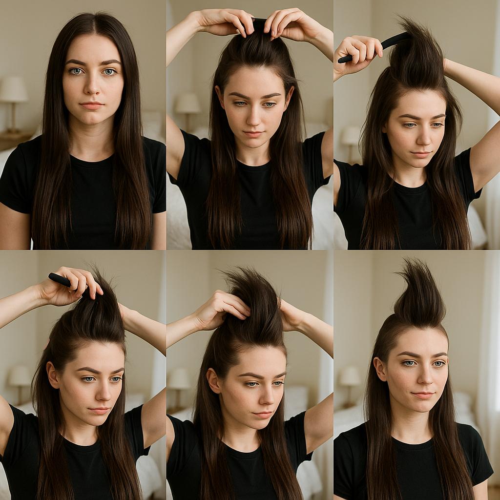 Cabello suelto con cresta punk