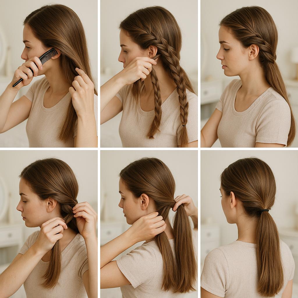 Media coleta con trenza lateral