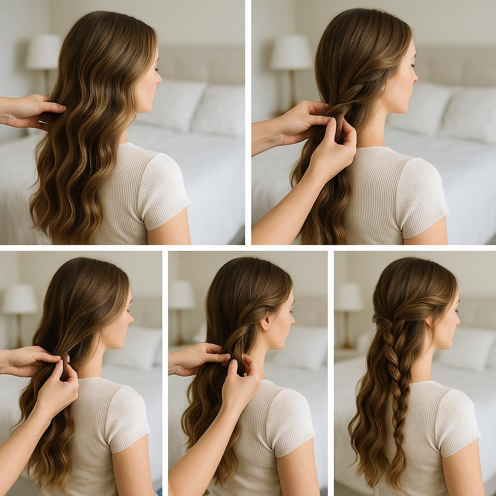 Trenza de lado con ondas suaves