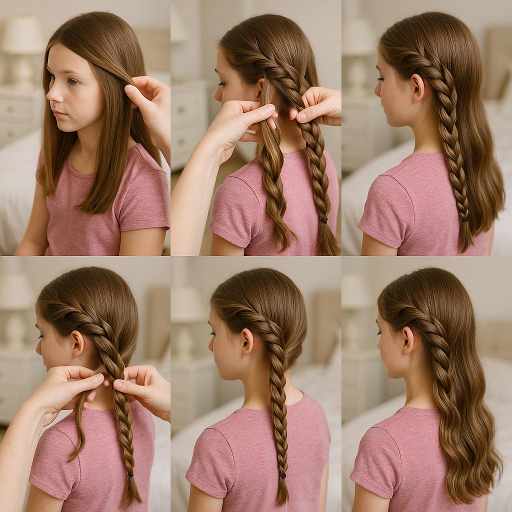 Trenza de lado con ondas suaves