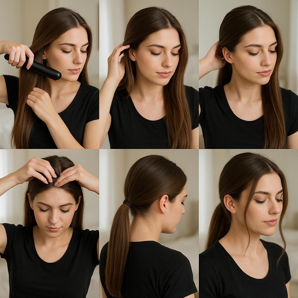 Cola de caballo baja con mechones sueltos