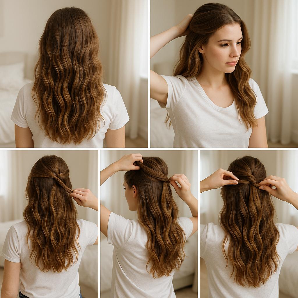 Semi recogido con ondas naturales