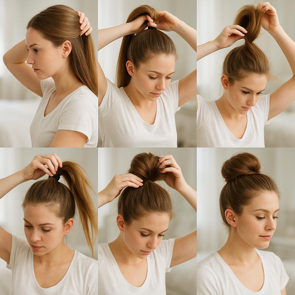 Moño alto clásico con volumen