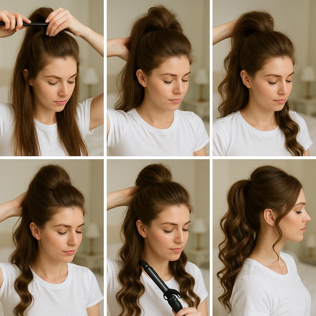 Media cola con volumen y rizos