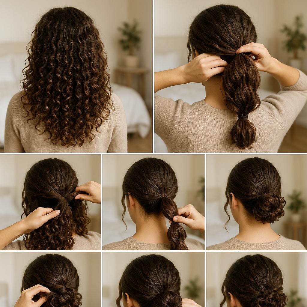 Moño bajo con rizos definidos