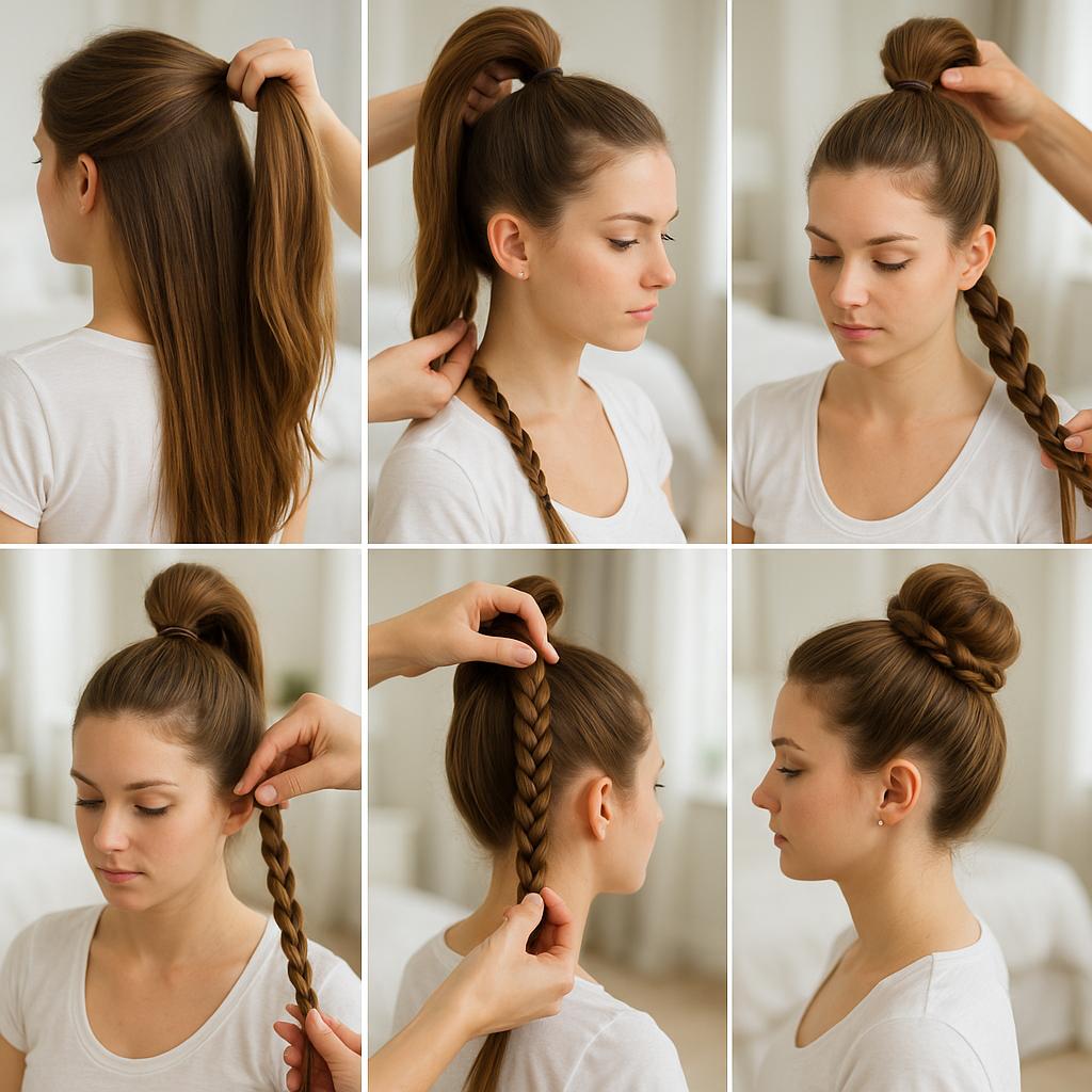 Moño alto con trenza enredada