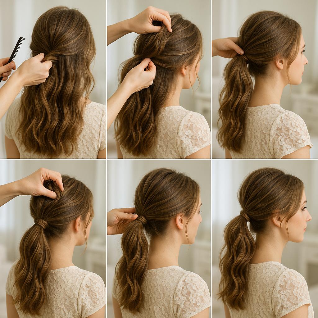 Cola de caballo baja con textura