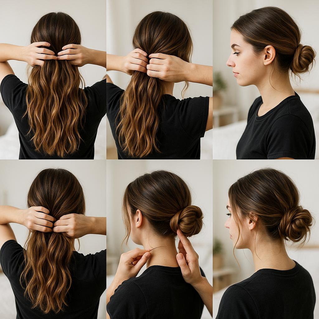 Moño bajo con textura despeinada