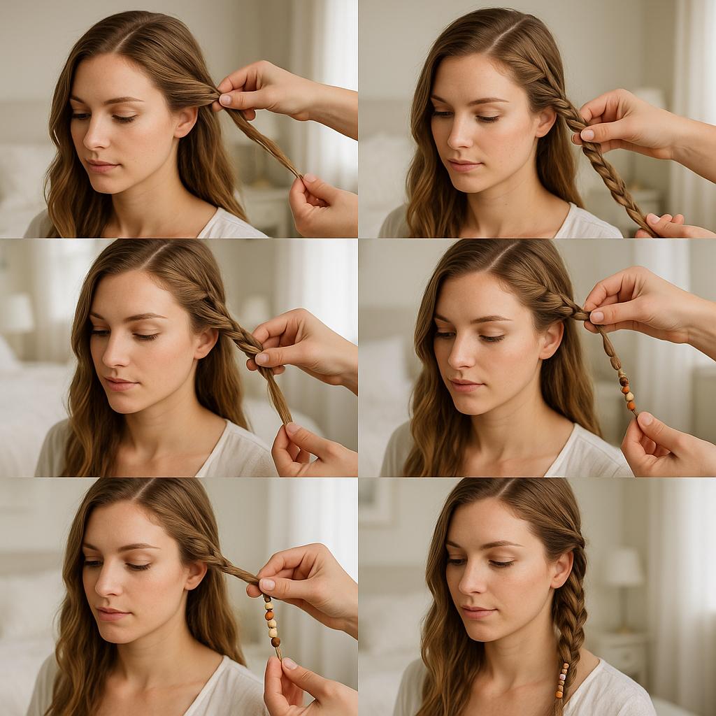 Trenza de lado con detalles étnicos