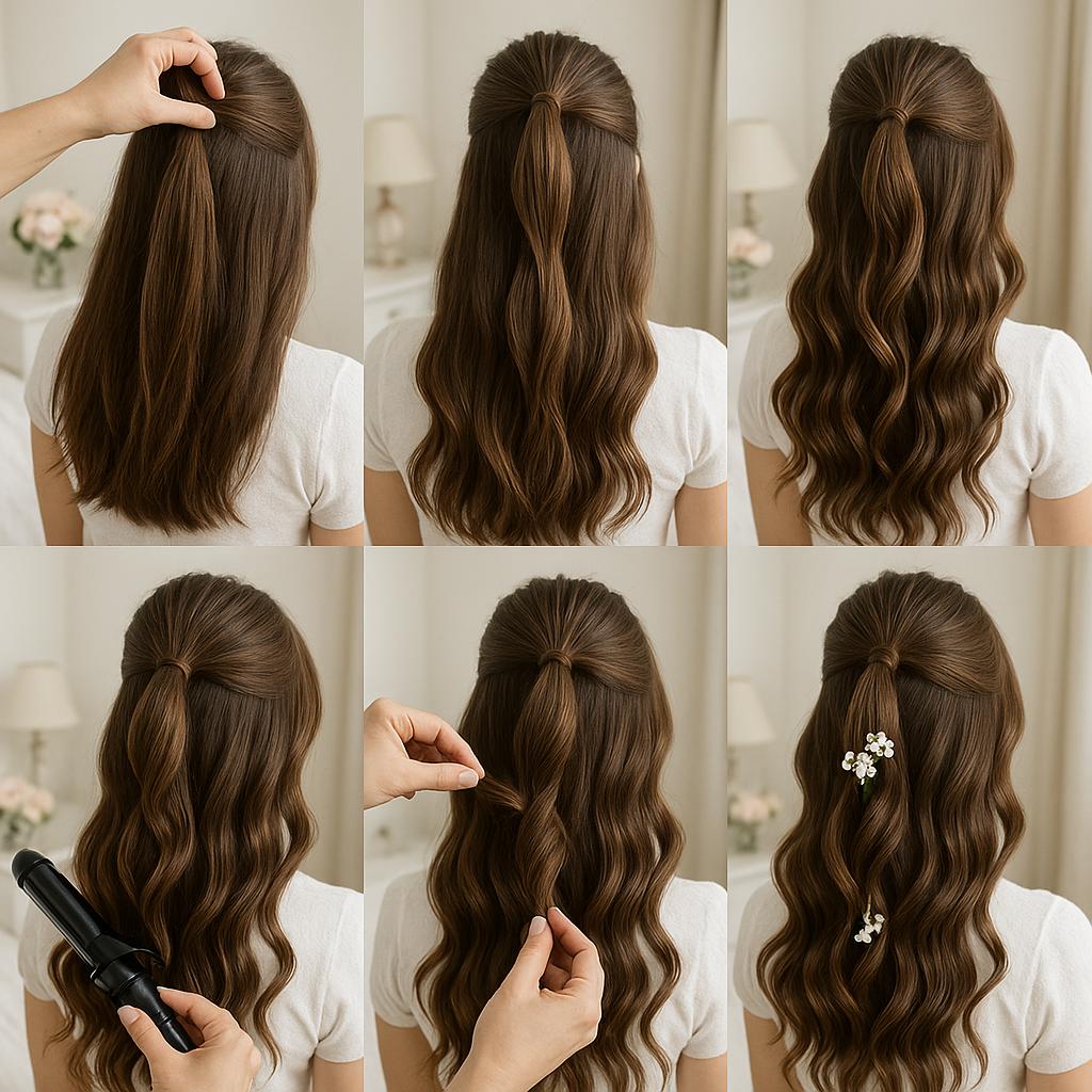 Media cola con ondas y flores naturales