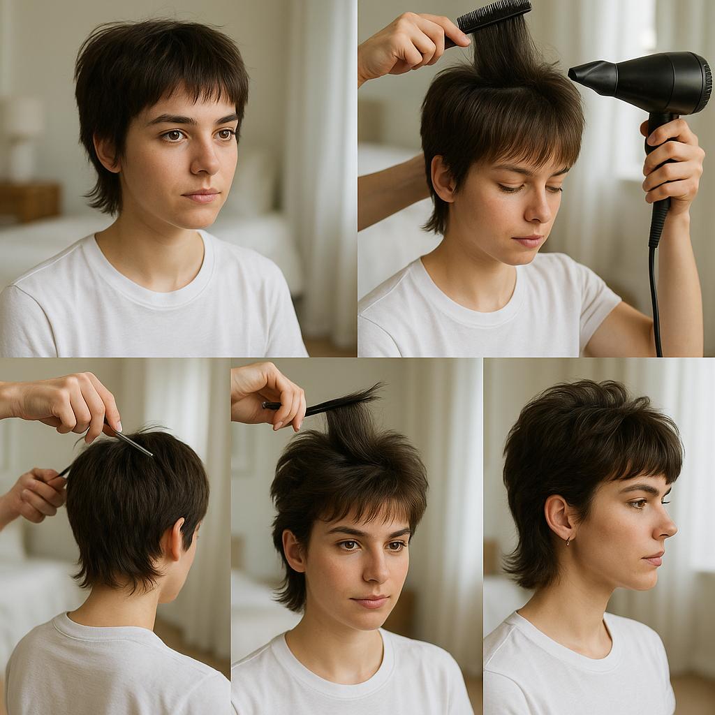 Corte mullet moderno con volumen