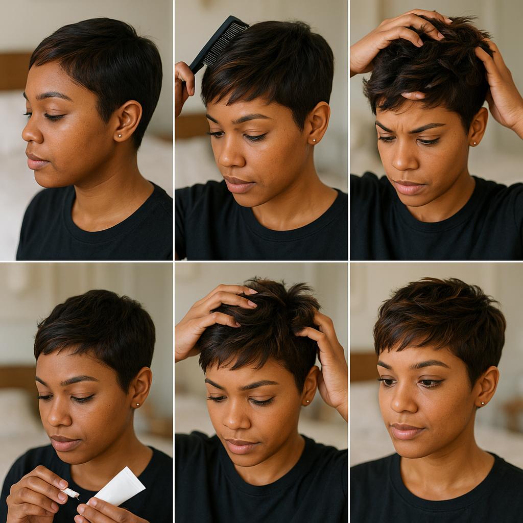 Pixie texturizado con reflejos cobre