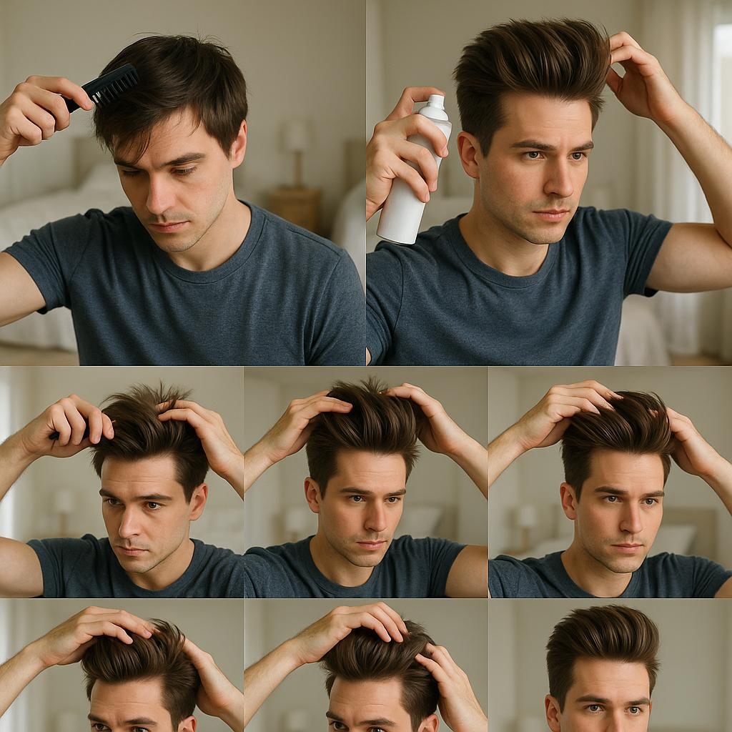 Peinado con tupé elevado