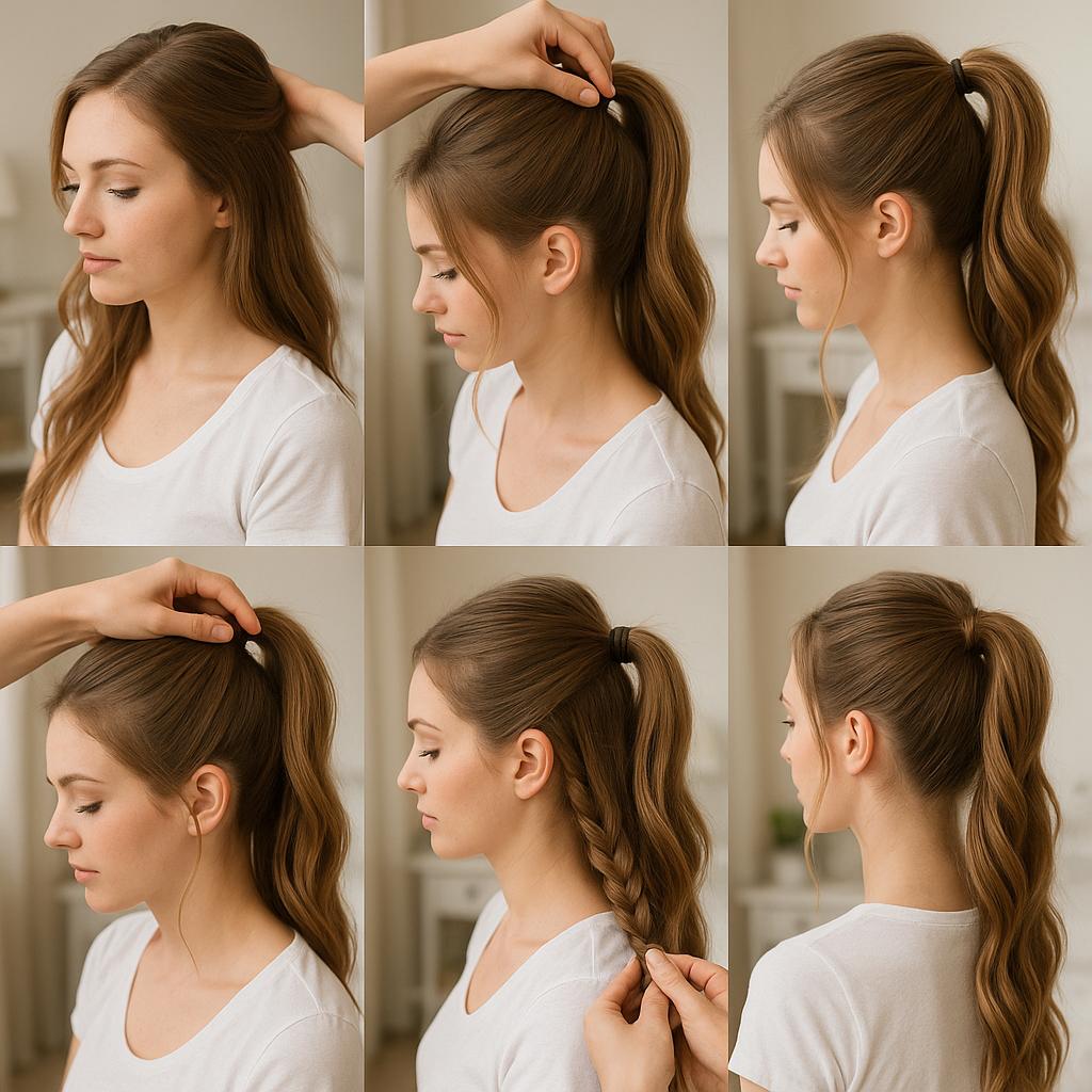 Media cola con trenza lateral