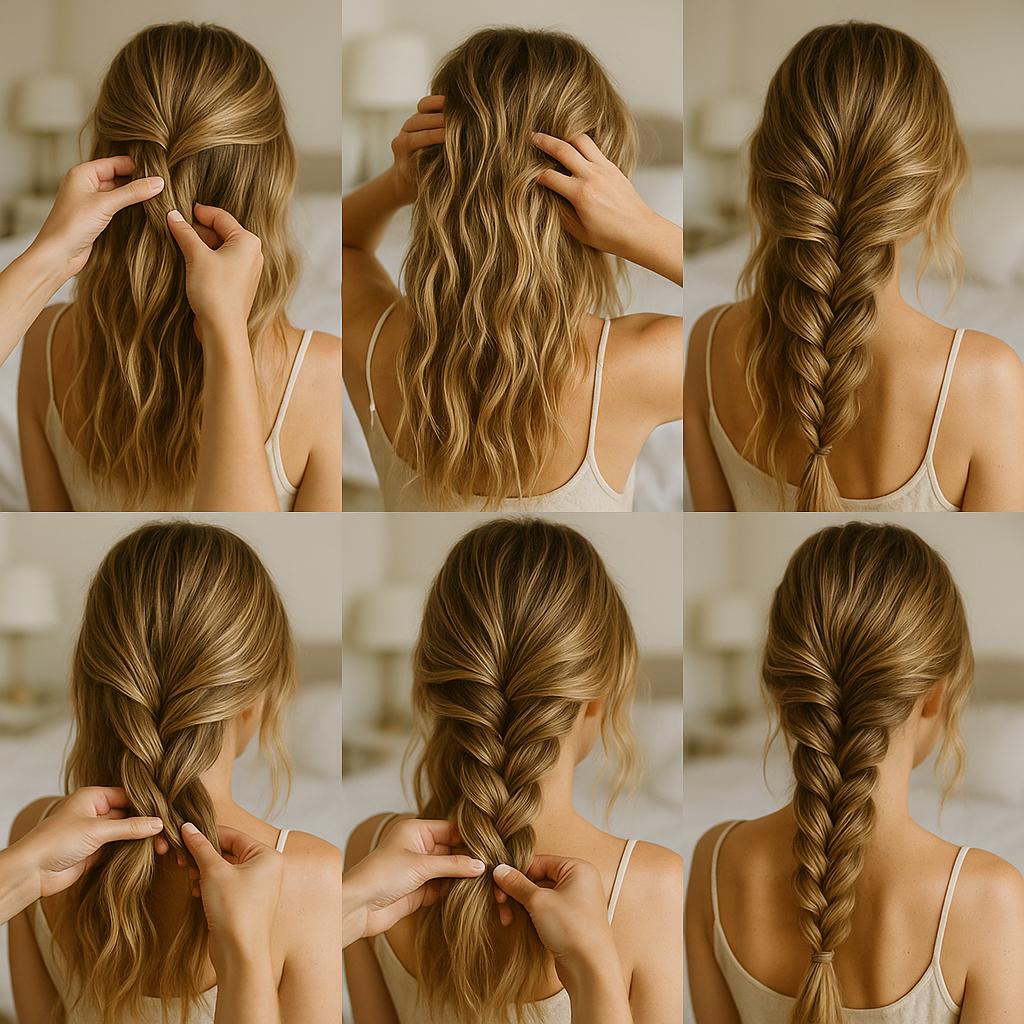 Trenza espiga baja con textura