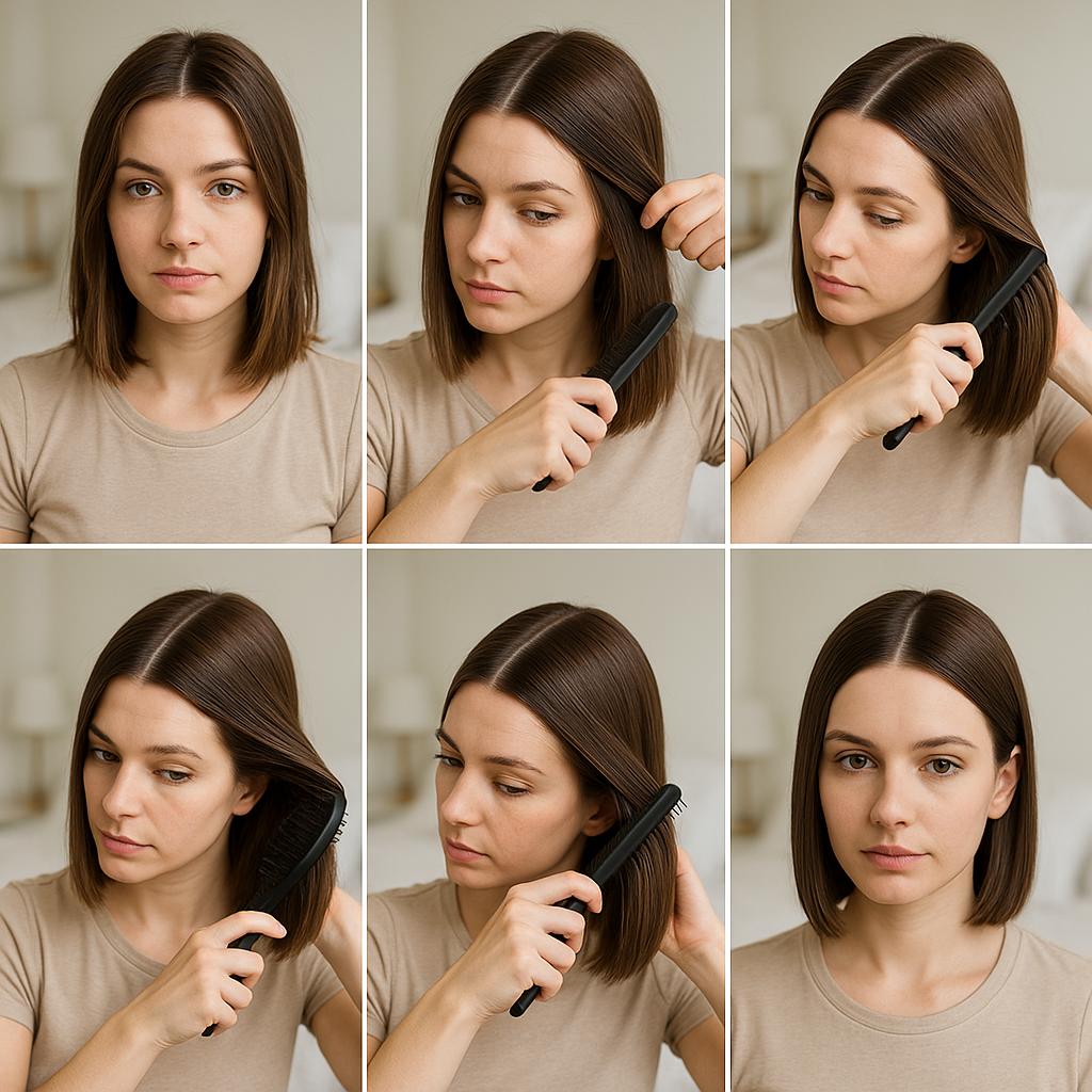Sleek bob con raya al medio