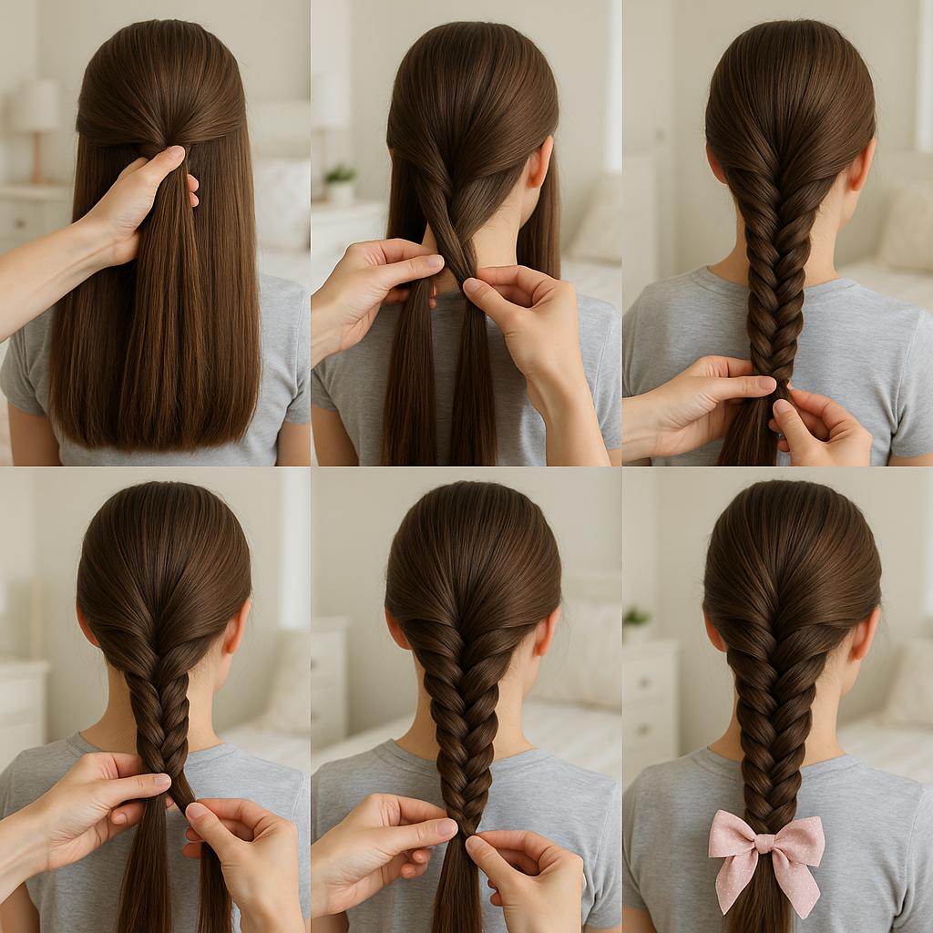 Trenza de espiga con lazo decorativo