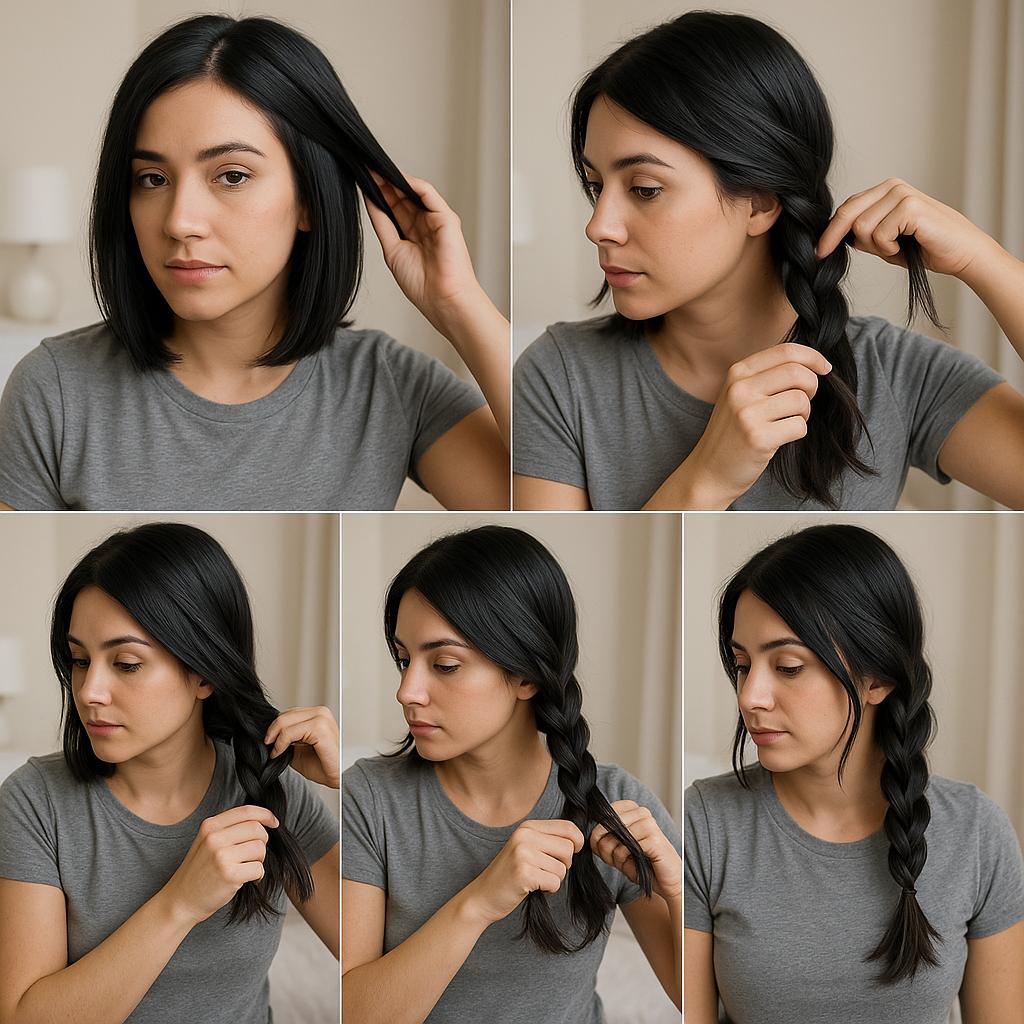 Trenza de lado con mechones sueltos
