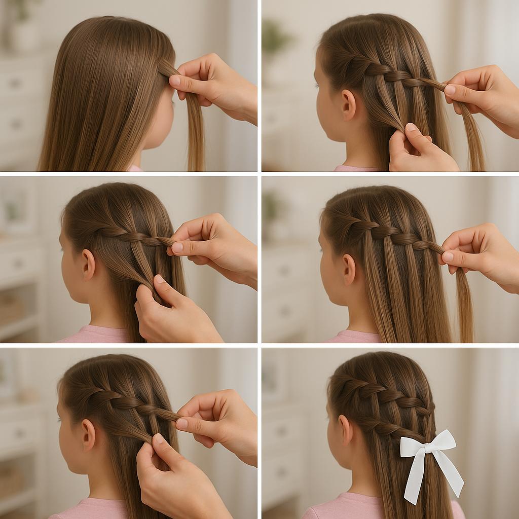 Trenza en cascada con lazo