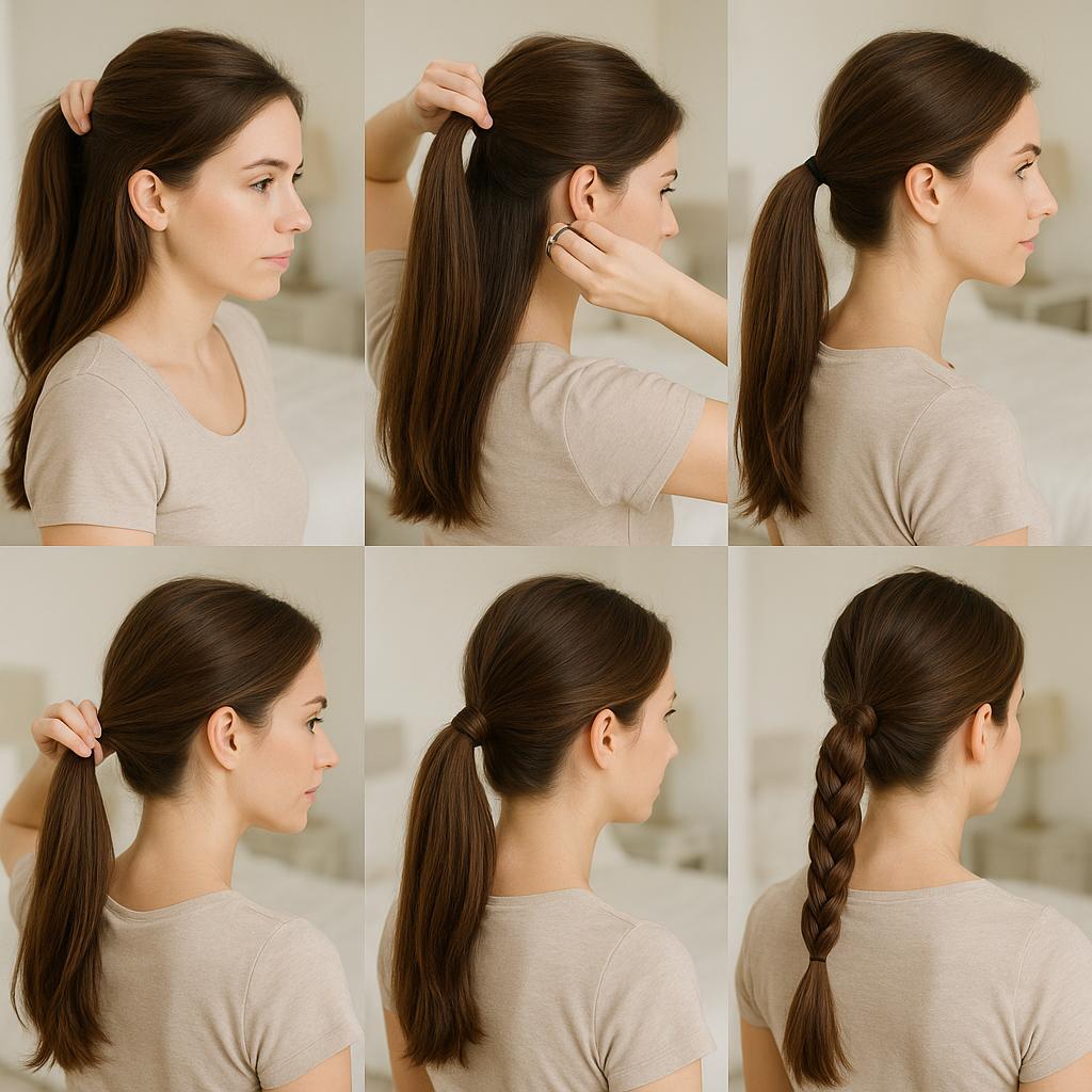 Media cola con trenza lateral
