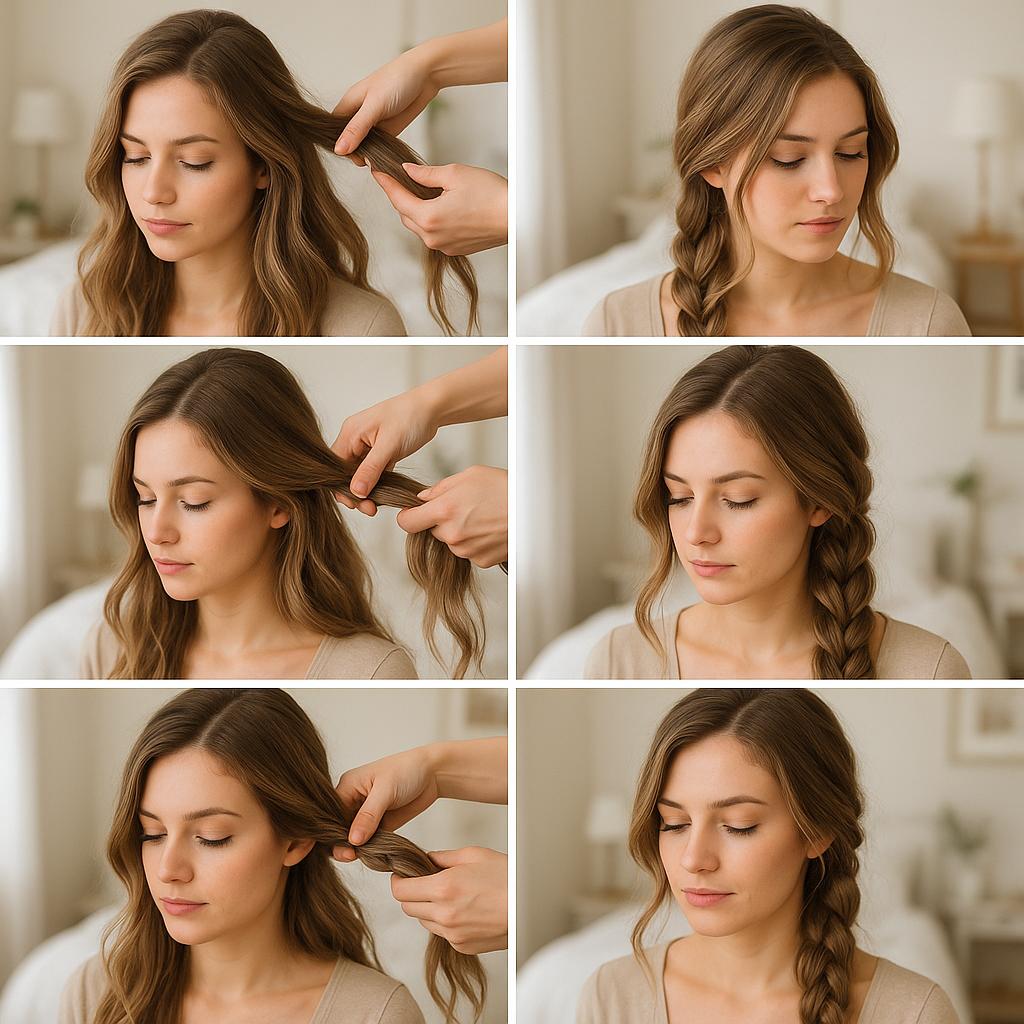 Trenza de lado con mechones sueltos