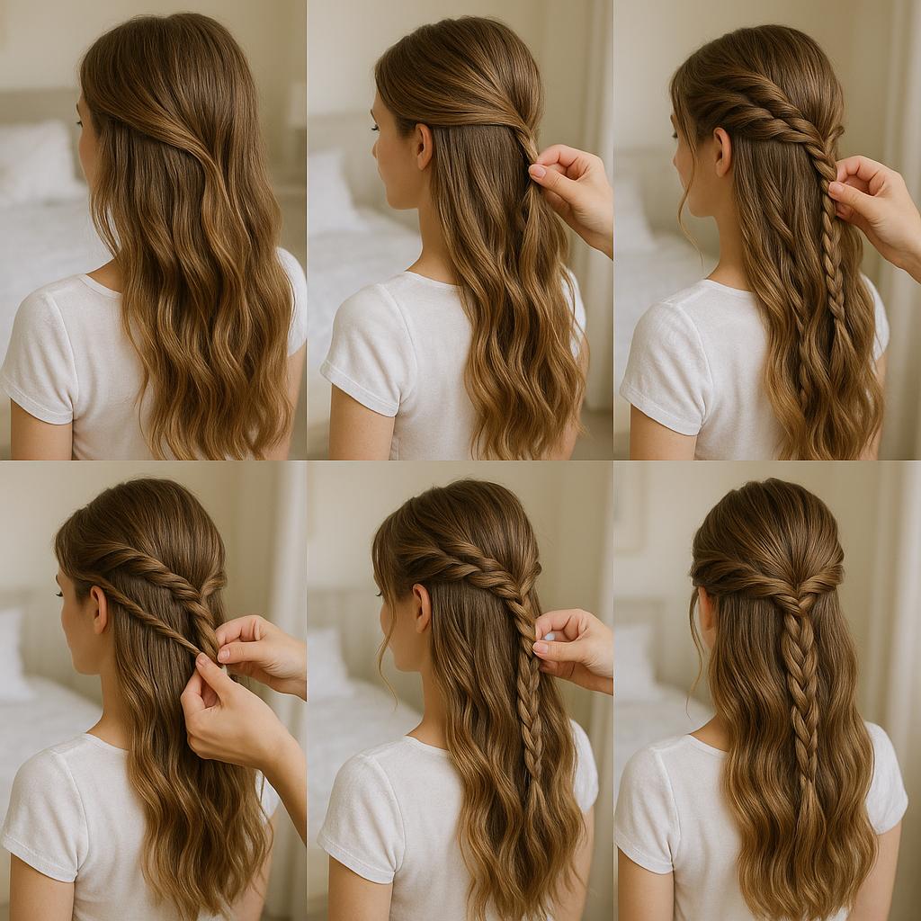 Media cola con trenza delicada