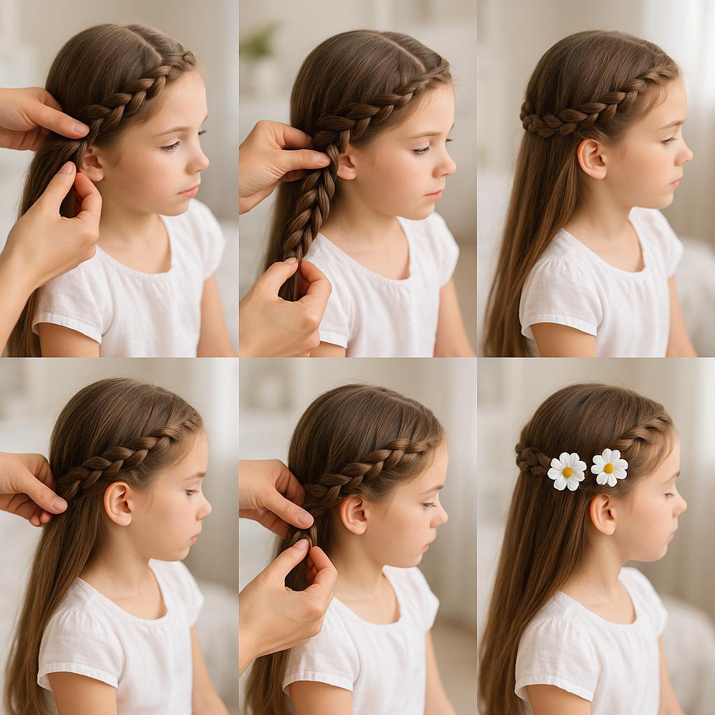 Trenza diadema con flores