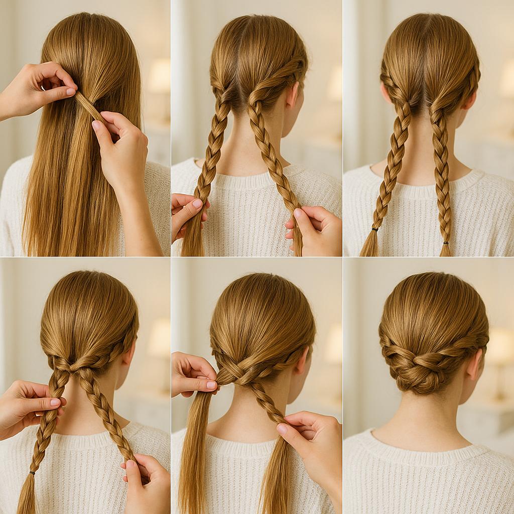 Moño bajo con trenzas entrelazadas