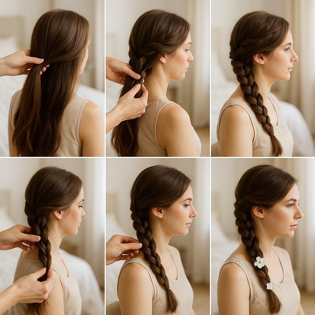 Trenza de lado con detalles florales