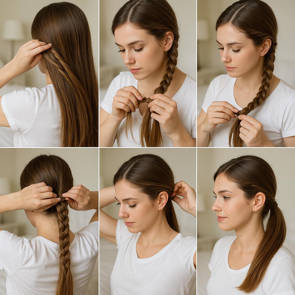 Media coleta con trenza lateral