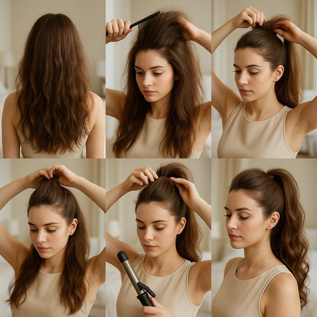 Cola alta con volumen y rizos