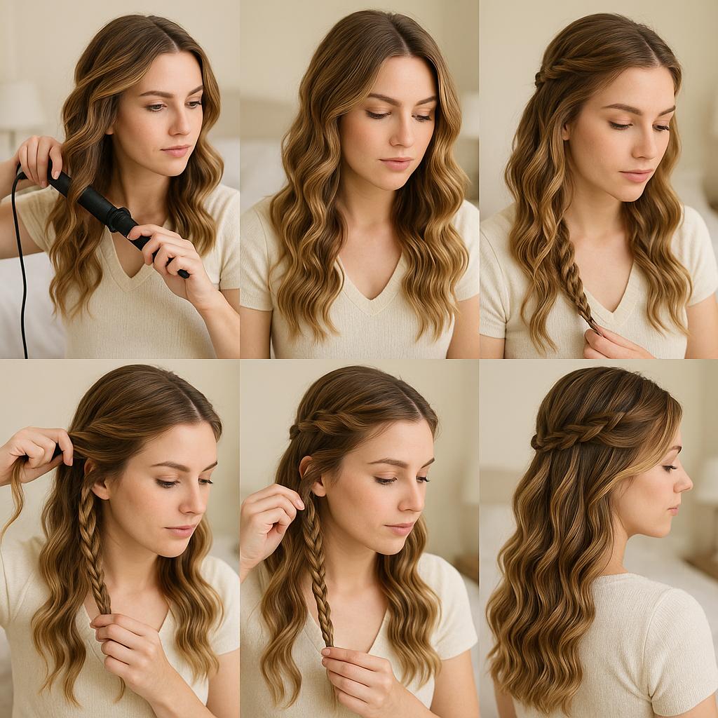 Semi recogido con ondas y trenza lateral