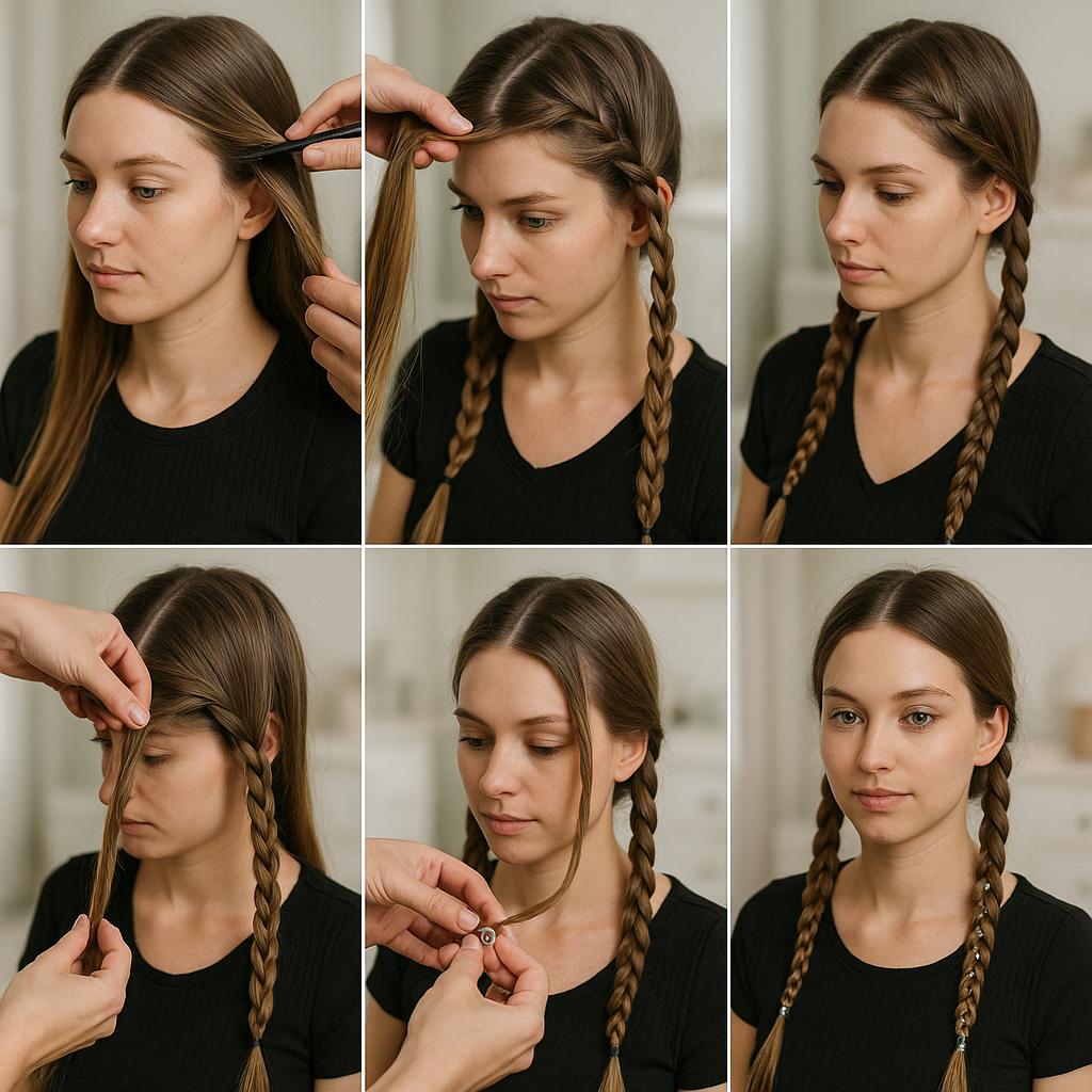 Trenzas dobles con accesorios