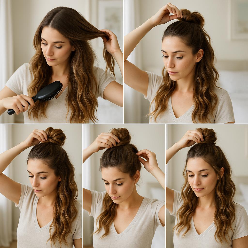 Moño alto con ondas sueltas