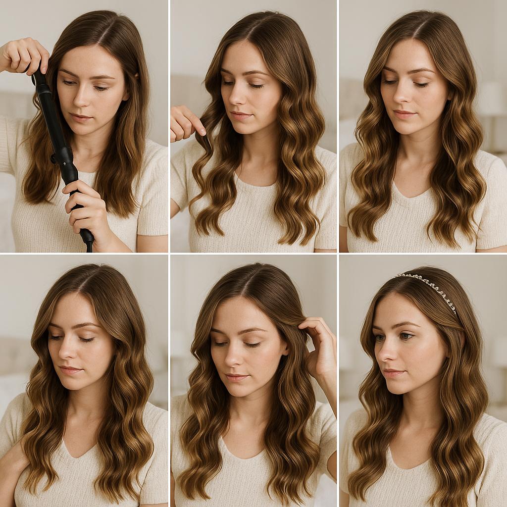 Ondas sueltas con diadema romántica