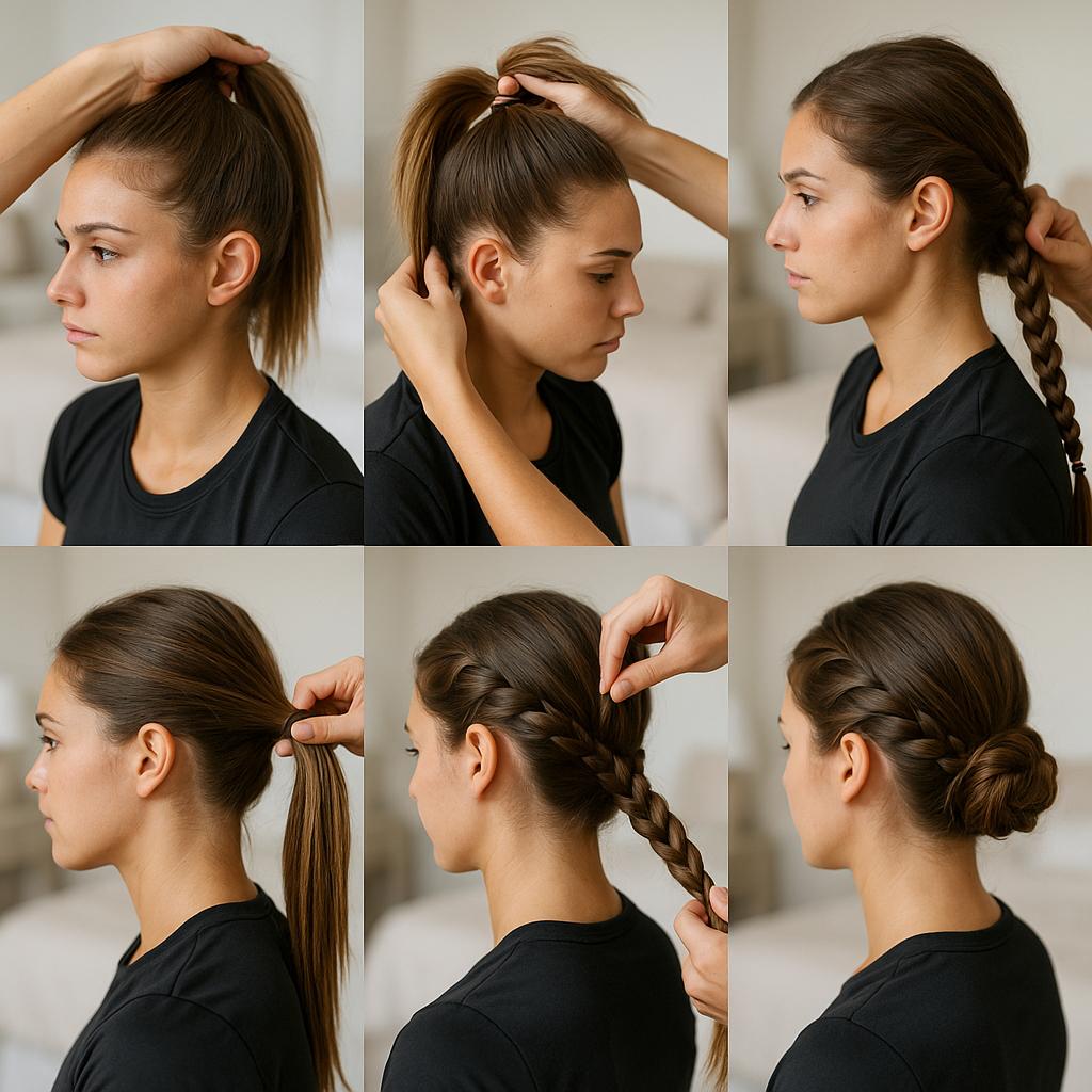 Moño bajo con volumen y detalles trenzados