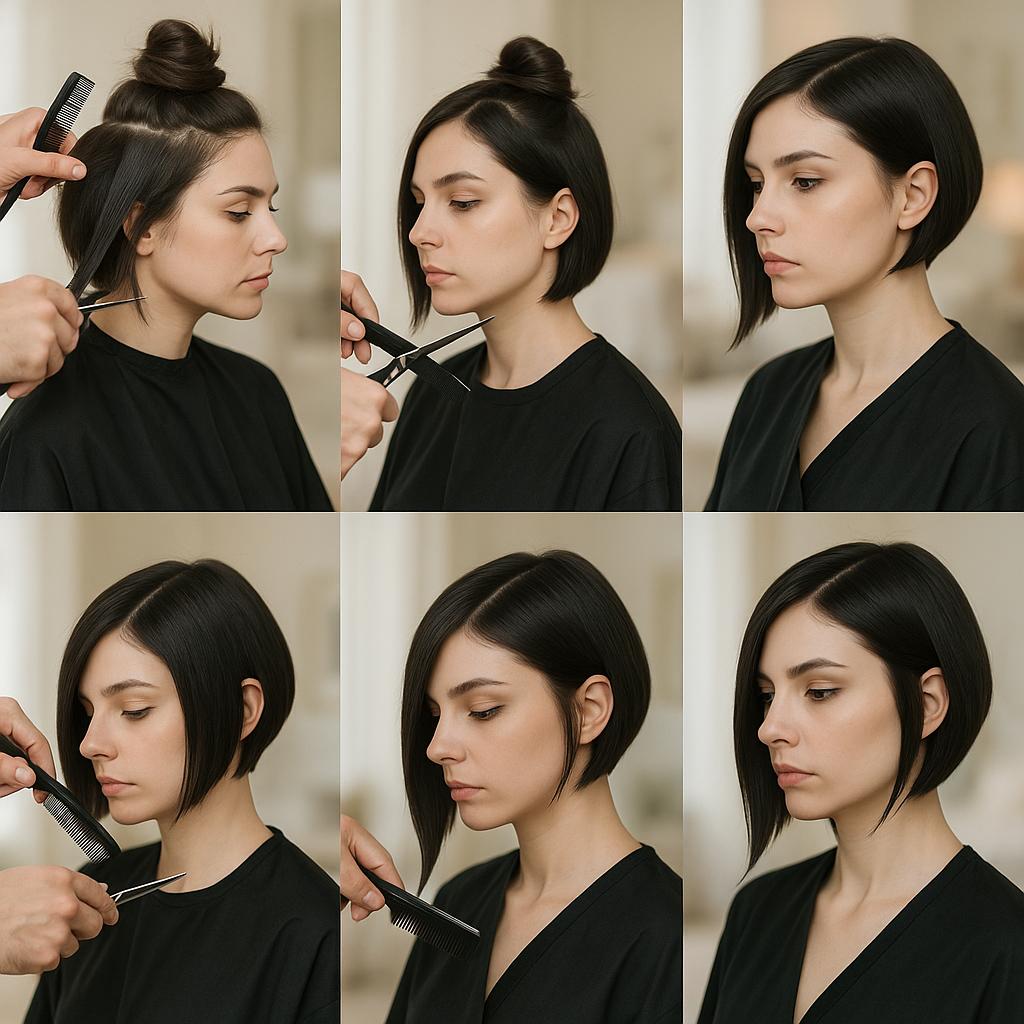 Corte bob asimétrico con puntas afiladas