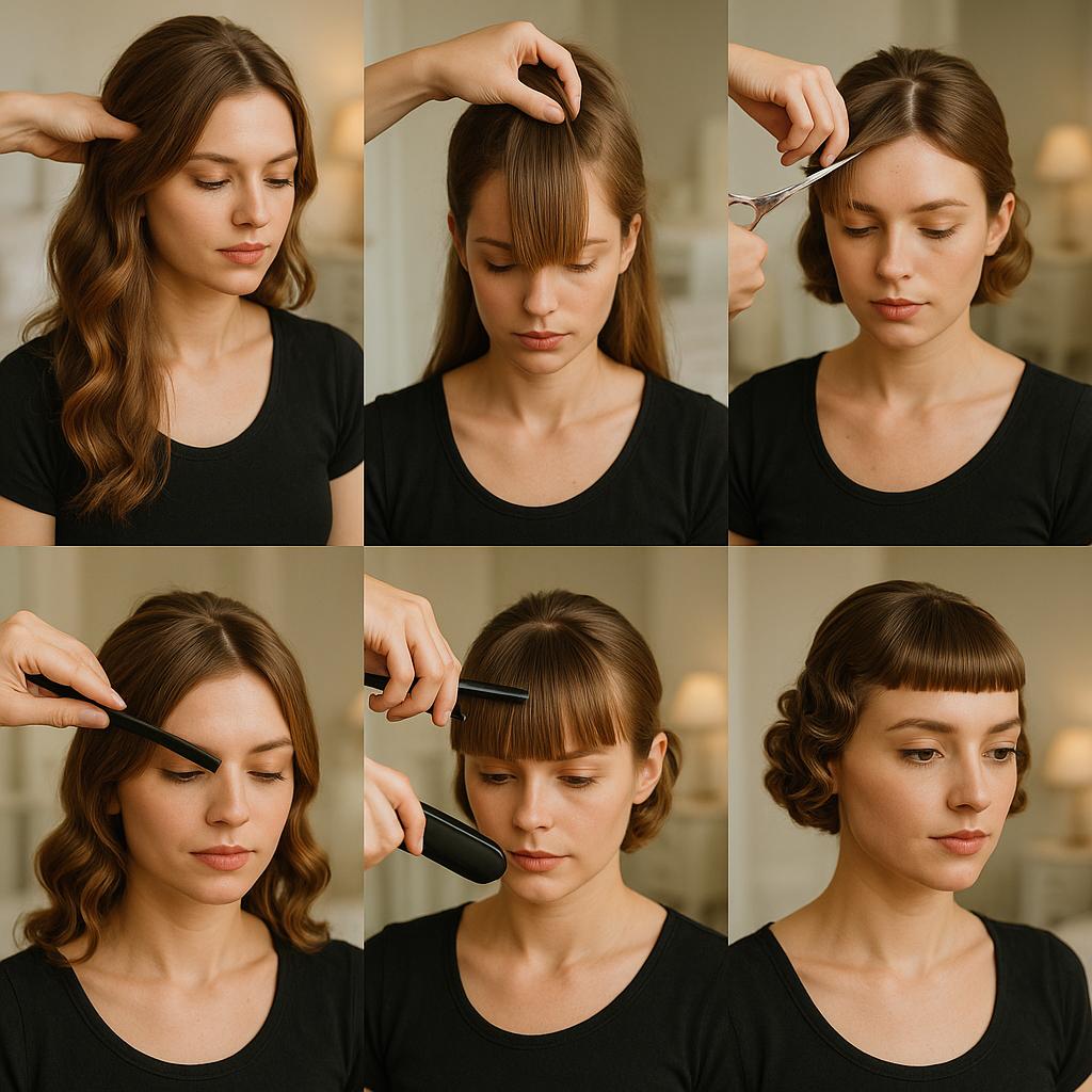 Peinado con flequillo corto y liso