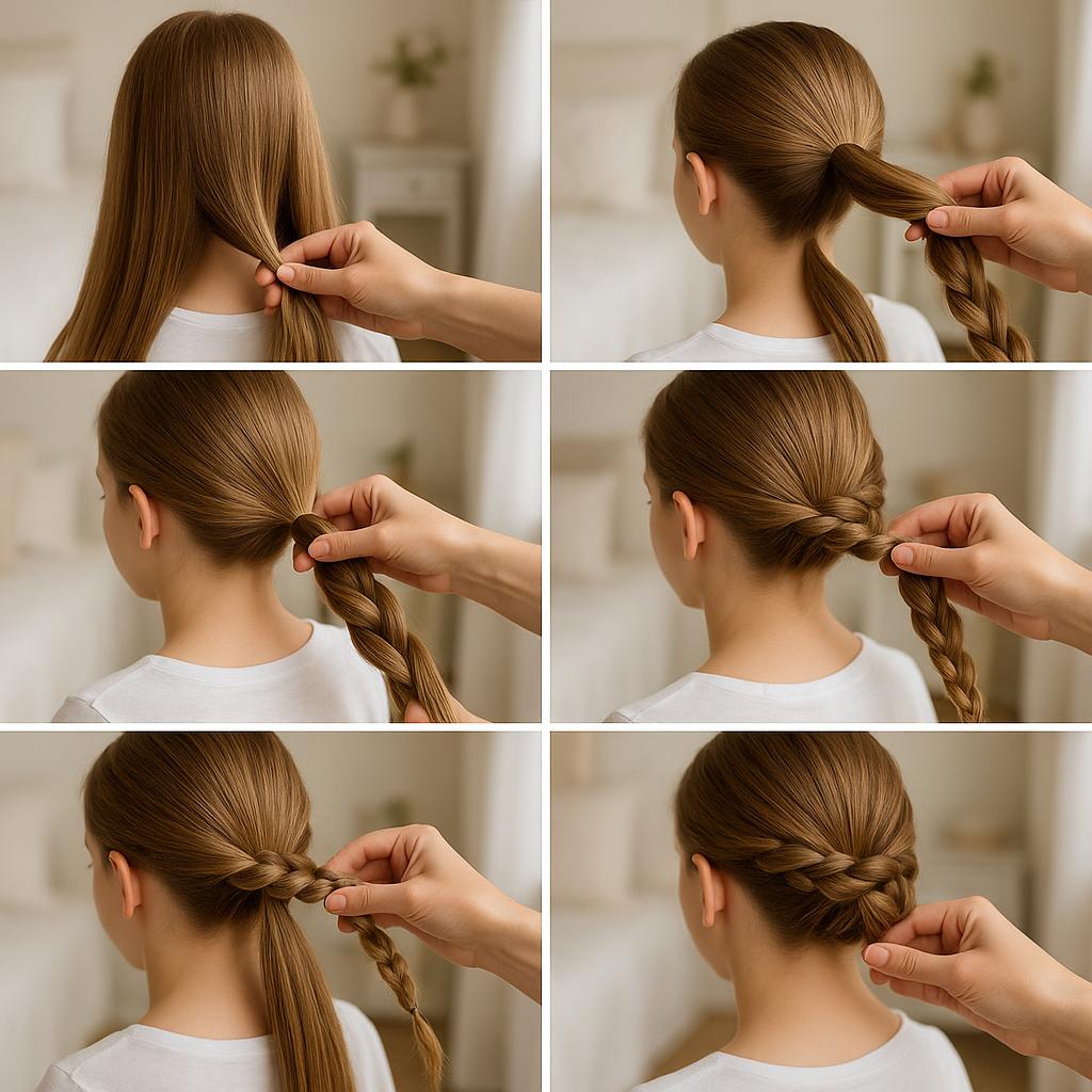 Moño bajo con trenza cruzada